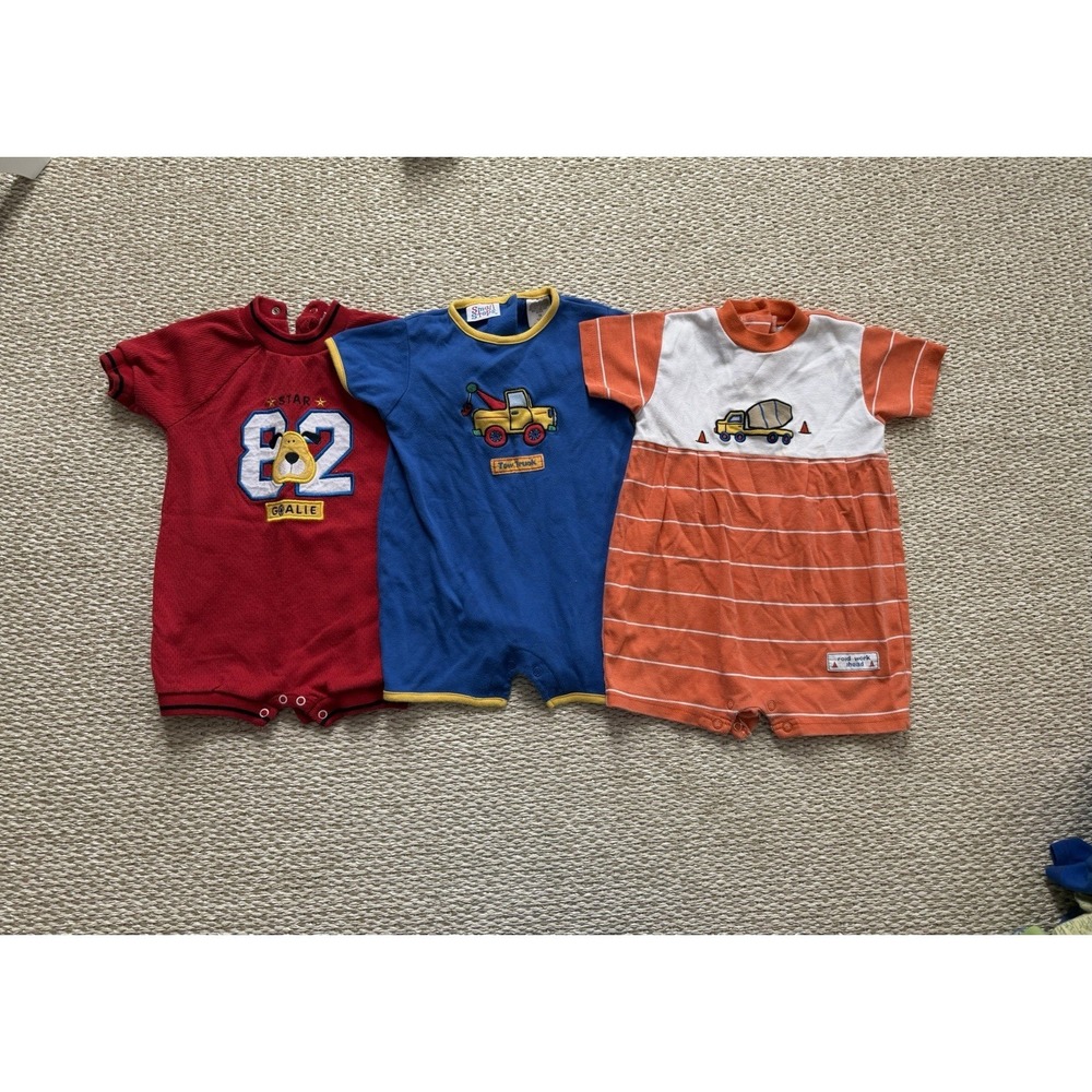 Vintage 90's Y2K Toddler Romper Lot. Buster Brown Small Steps Trucks One‎ Piece